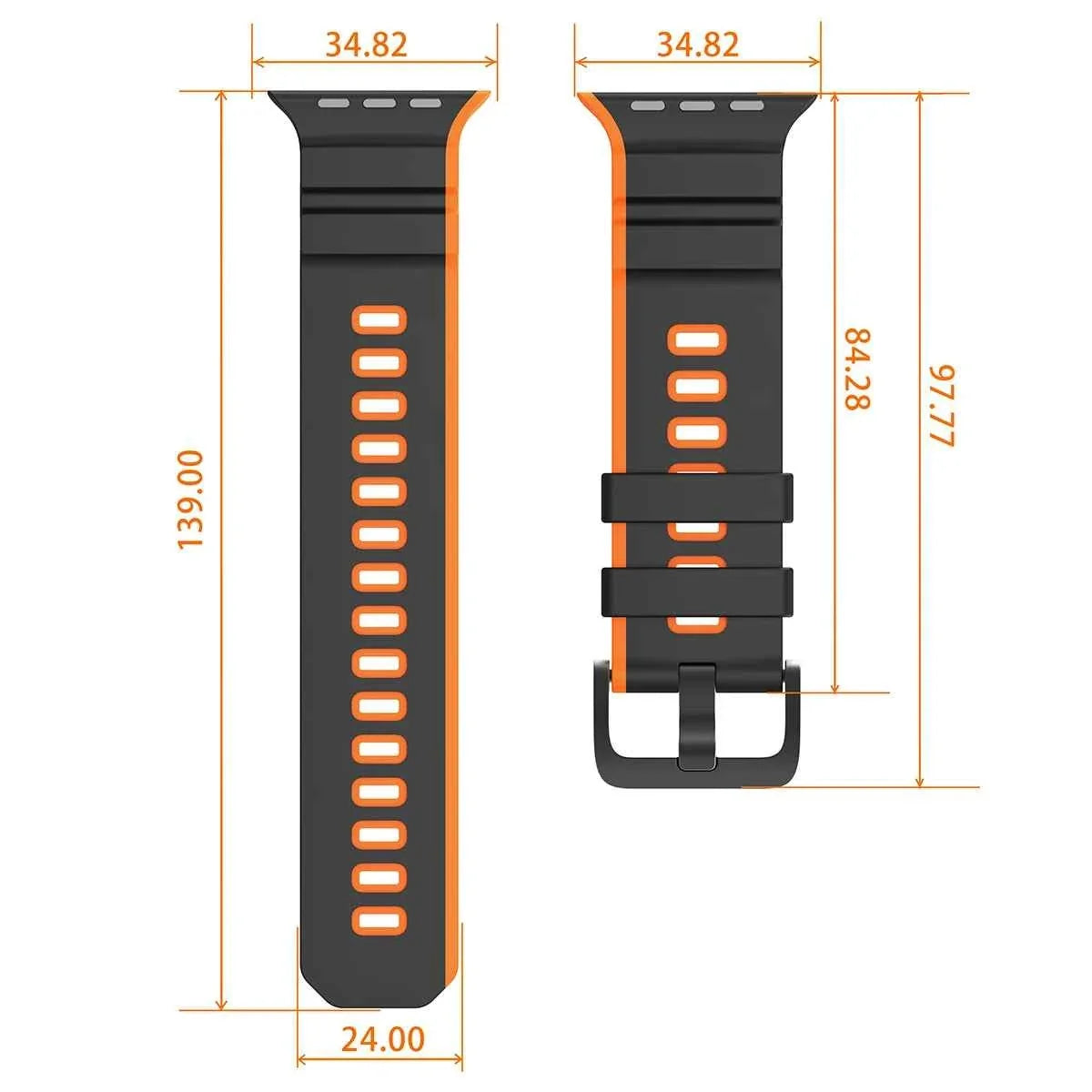 Apple Watch Two Tone Sport Strap | Ultra 3/2/1 49mm / Series 11-10 46mm / Series 9-8-7 45mm / Series 6-SE-5-4 44mm Silicone Band