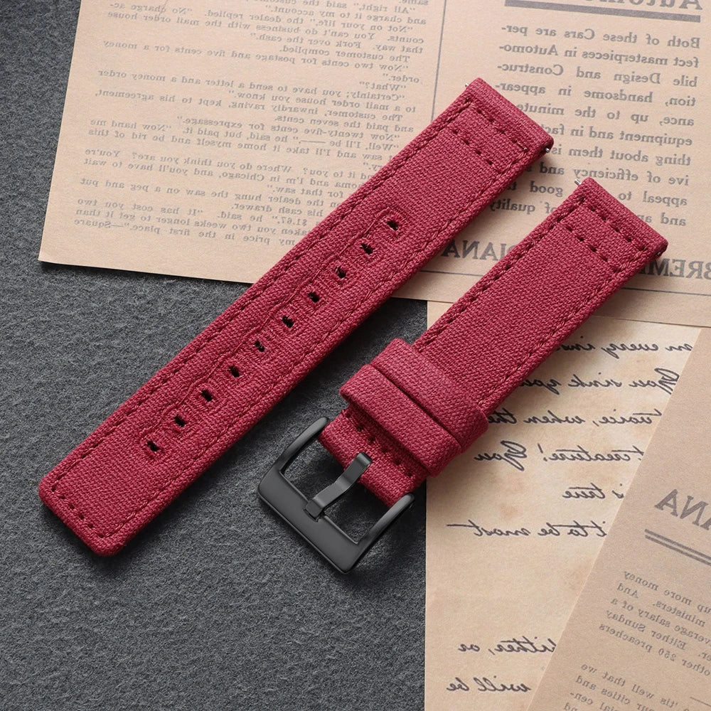 Samsung Galaxy Watch 7, 6, 5, 4 & FE Stitched Canvas Nylon Band