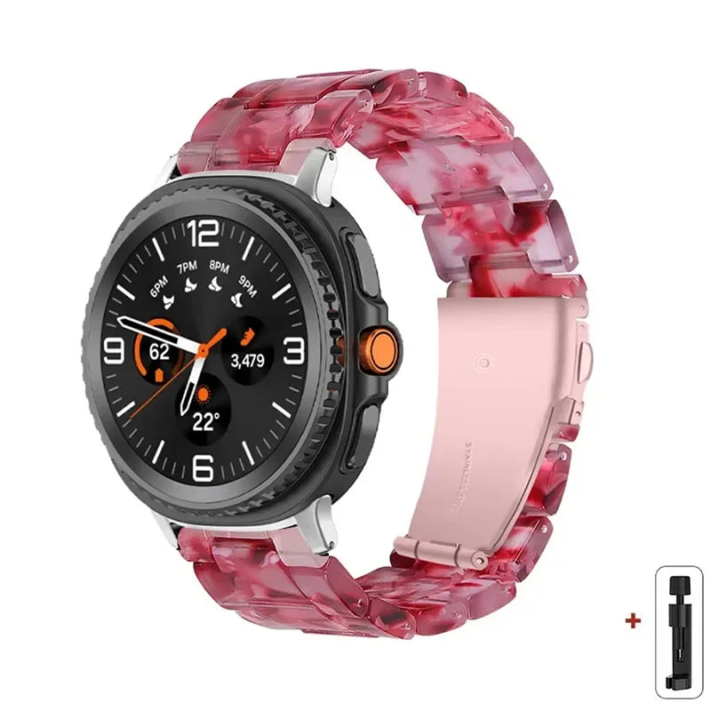 Samsung Galaxy Resin Link Watch Band - Tortoise Women Watch8/Watch8 Classic/Watch9 Ultra/Ultra2