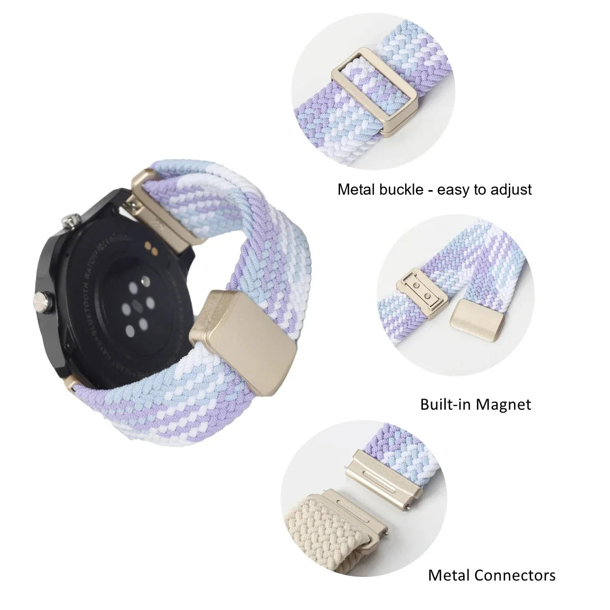 Garmin 18/20/22mm Quick Release Braided Nylon Magnetic Band