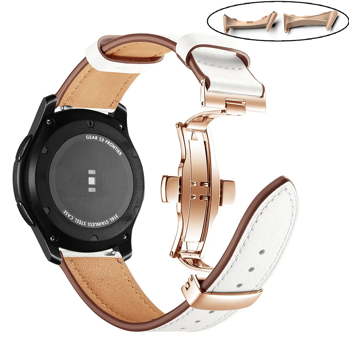 Google Pixel Watch 5, 4 & 3 45mm Leather Band, Butterfly Clasp