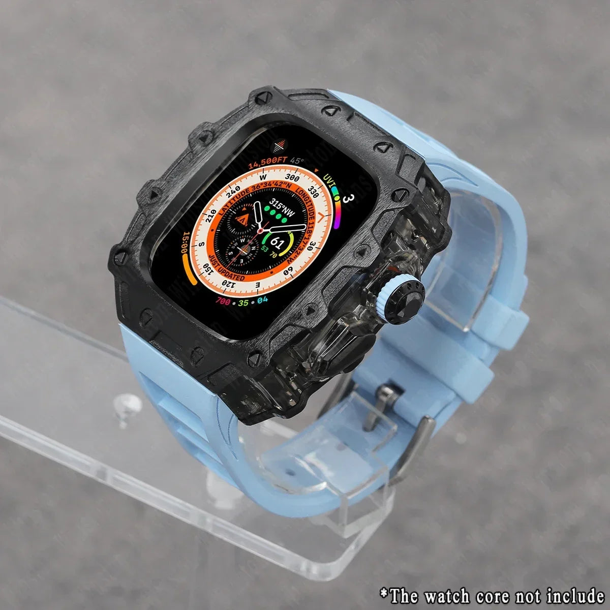 Luxury Modification Kit for Apple Watch Ultra 2/1 49MM – Stainless Steel Case & Rubber Strap