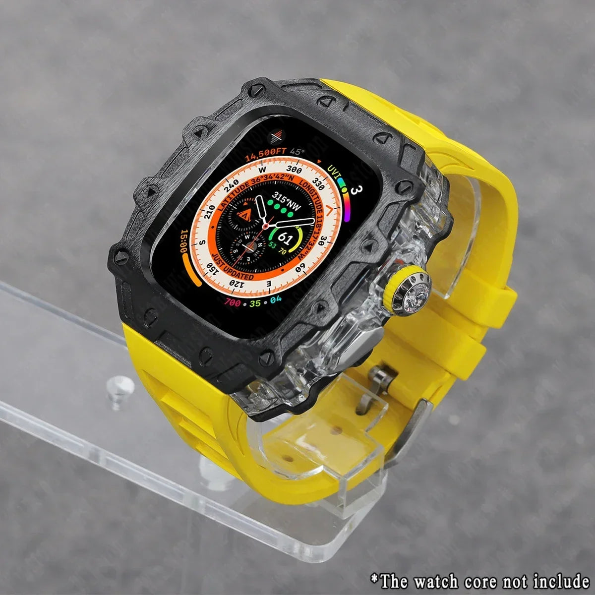 Luxury Modification Kit for Apple Watch Ultra 2/1 49MM – Stainless Steel Case & Rubber Strap