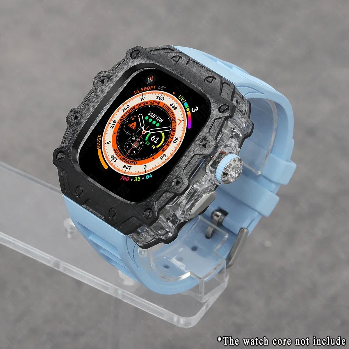 Luxury Modification Kit for Apple Watch Ultra 2/1 49MM – Stainless Steel Case & Rubber Strap