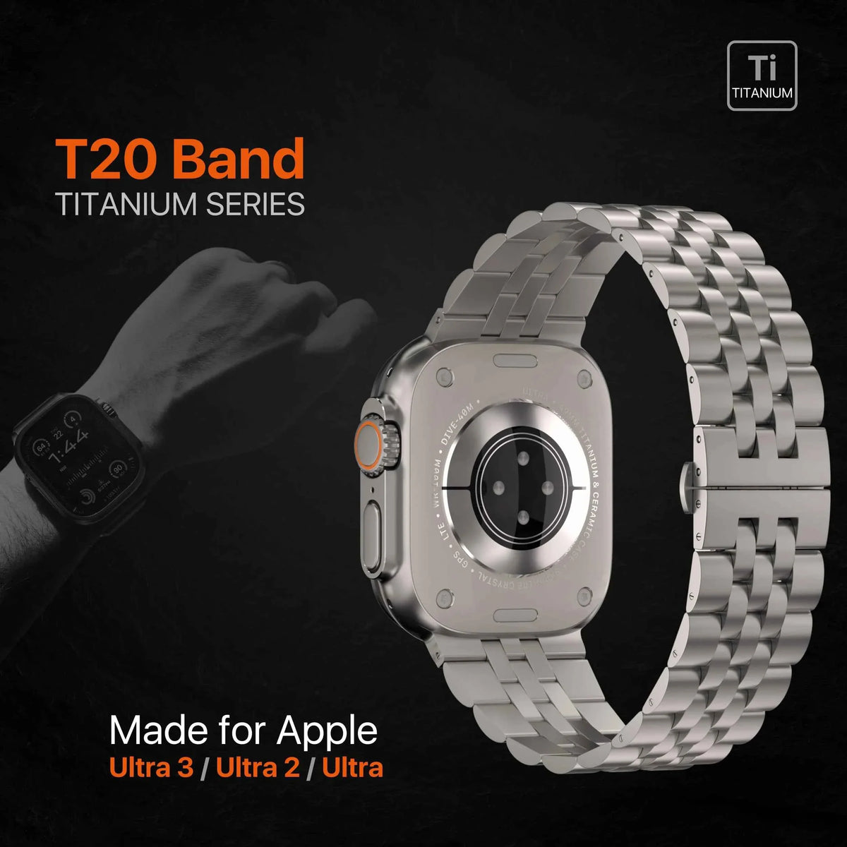 Titanium Metal Apple Watch Band – Fold Buckle Bracelet | Ultra 1/2/3 49mm