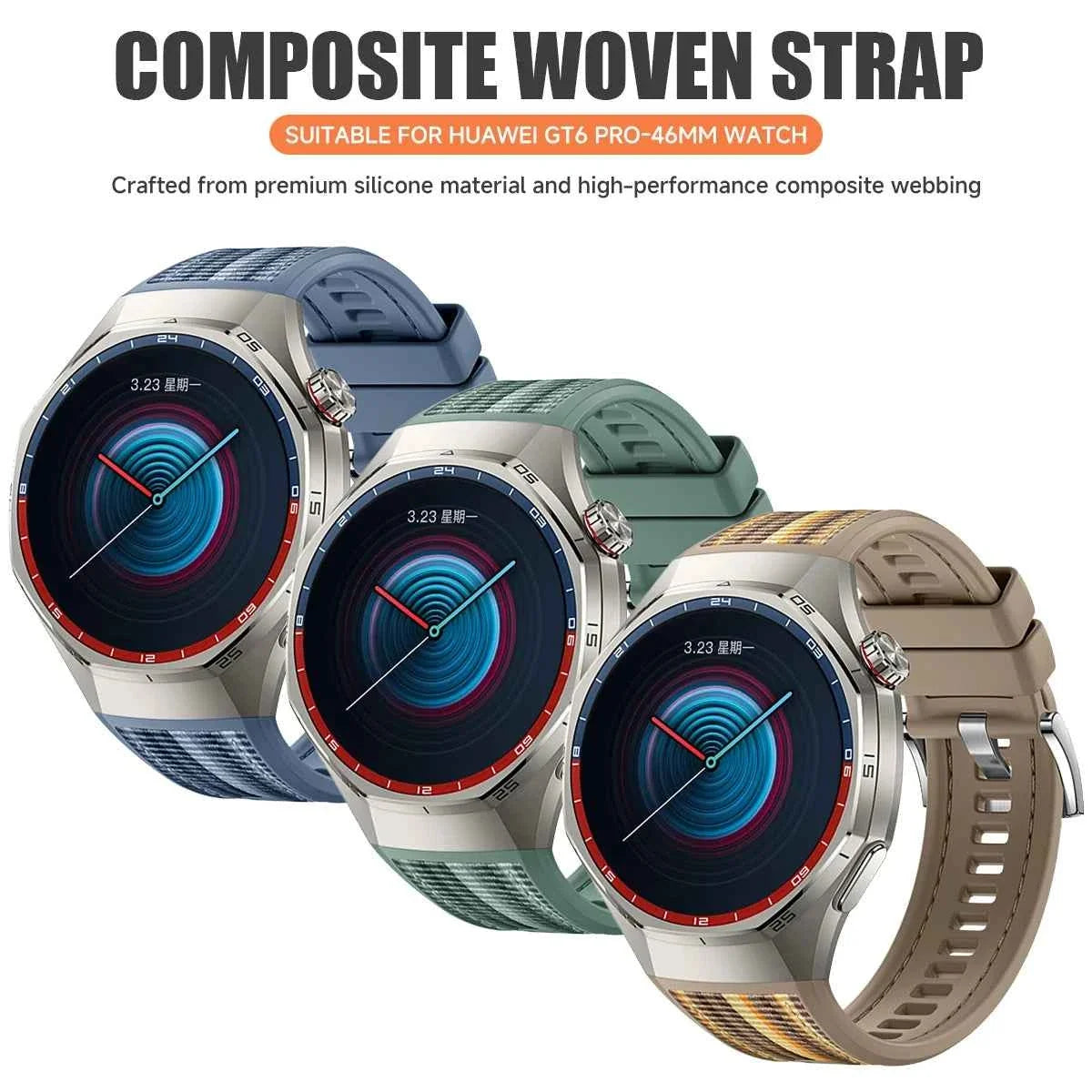 Sport Silicone Band for Huawei Watch GT6 Pro 46mm – Nylon Woven Wristband