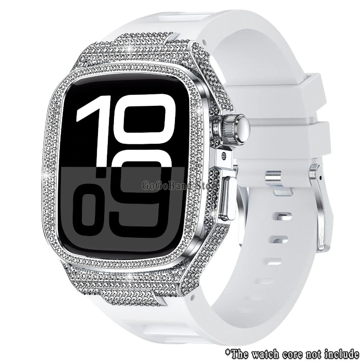 Diamond Case + Silicone Band Luxury Kit for Apple Watch Series 10 46mm / Series 9/8/7 45mm / Series 6/SE/5/4 44mm