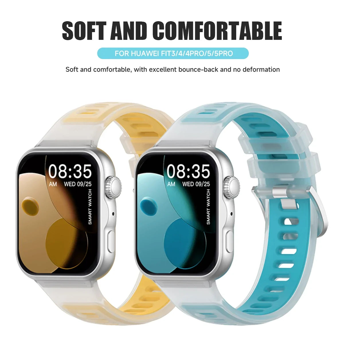 Translucent Jelly Silicone Band for Huawei Watch Fit 5 / Fit 5 Pro / Fit 4 / Fit 4 Pro / Fit 3