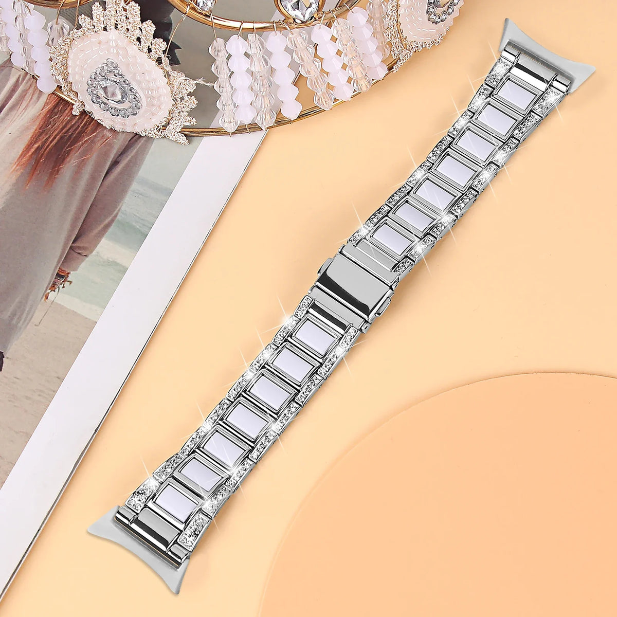Google Pixel Watch 5, 4 & 3 41mm Resin Inlay Link Bracelet Band