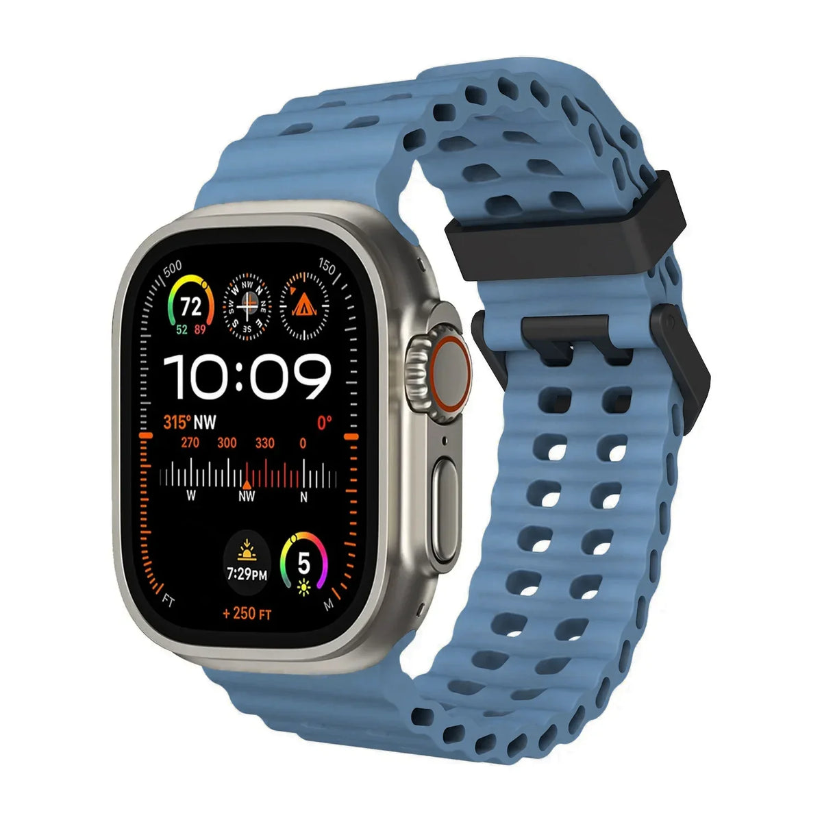 Ocean Sport Silicone Strap for Apple Watch Ultra 1/2/3 49mm – Series 11/10/9/8/7/6/SE/5 46/45/44/42mm