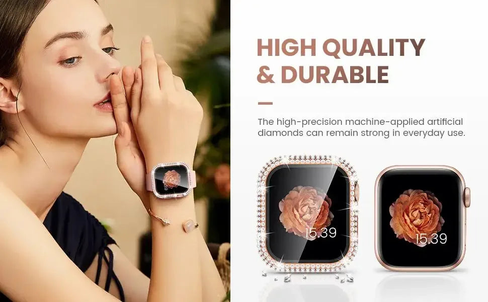 Rhinestone Apple Watch Case with Screen Protector, Series 1-11 & SE