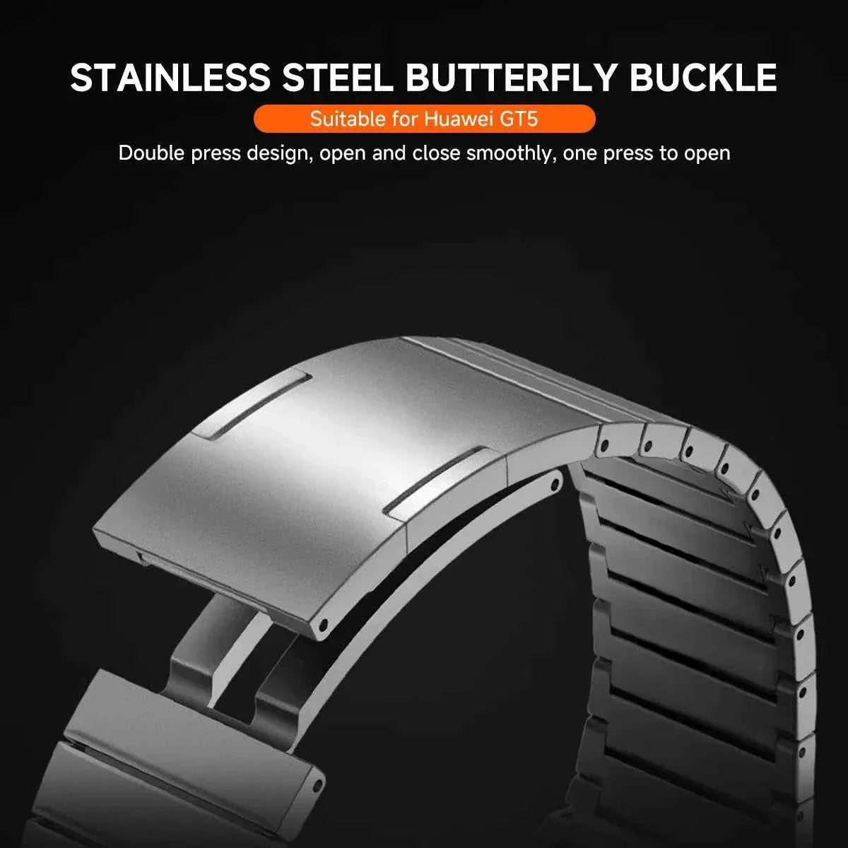 No-Gap Stainless Steel Watch Band for Huawei Watch GT5 46mm – Quick Release