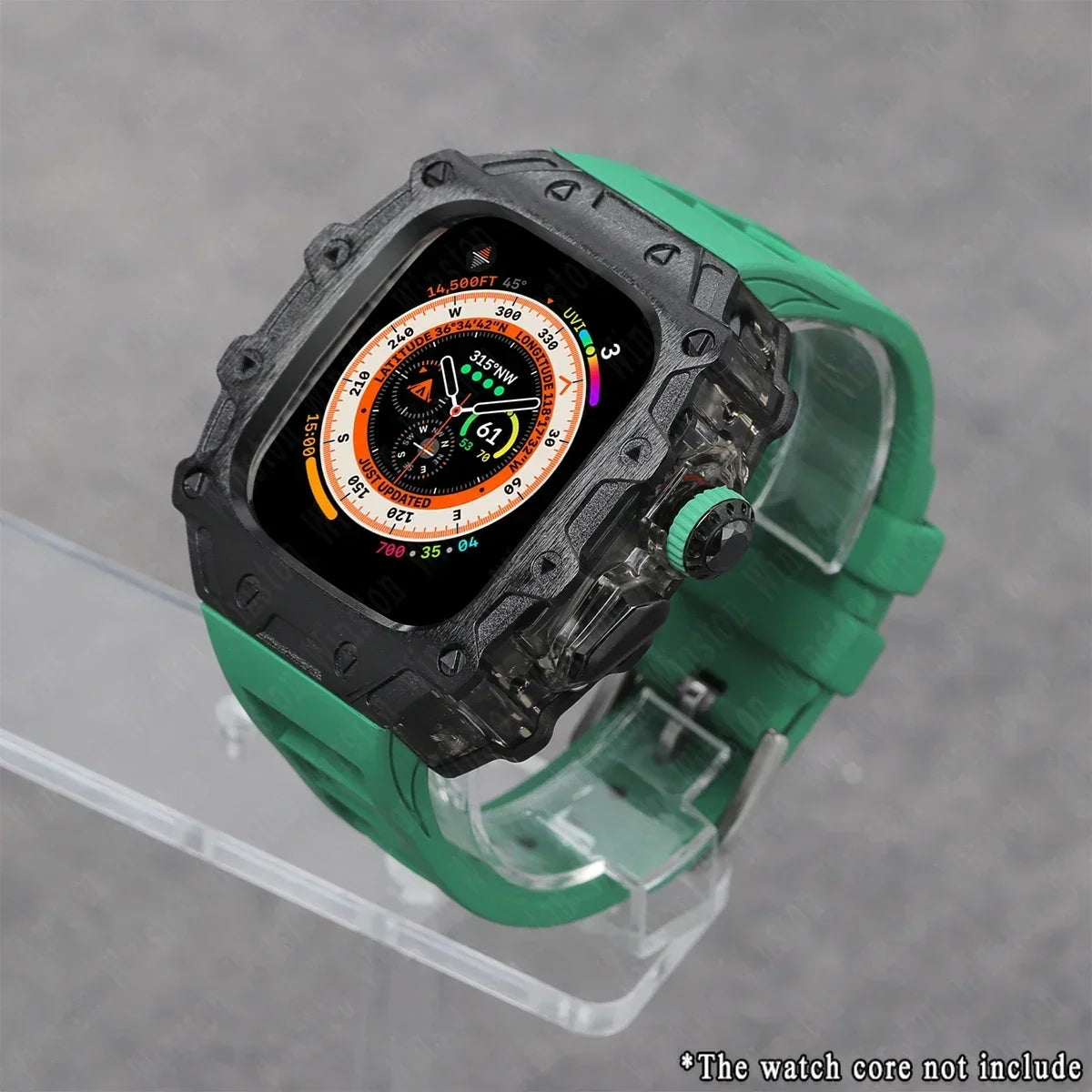 Luxury Modification Kit for Apple Watch Ultra 2/1 49MM – Stainless Steel Case & Rubber Strap