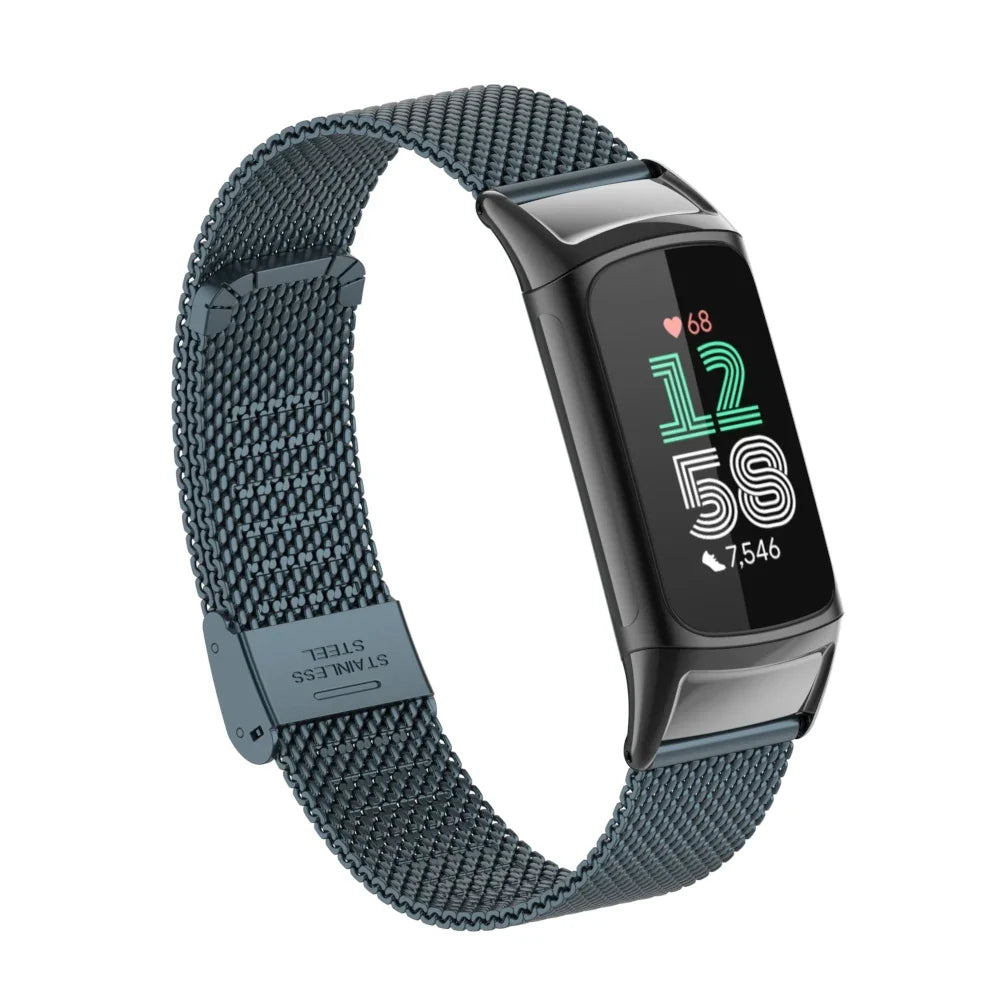 Fitbit Charge 5 & 6 Stainless Steel Mesh Band with Clasp