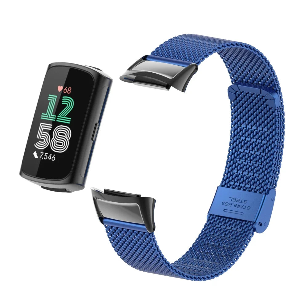 Fitbit Charge 5 & 6 Stainless Steel Mesh Band with Clasp