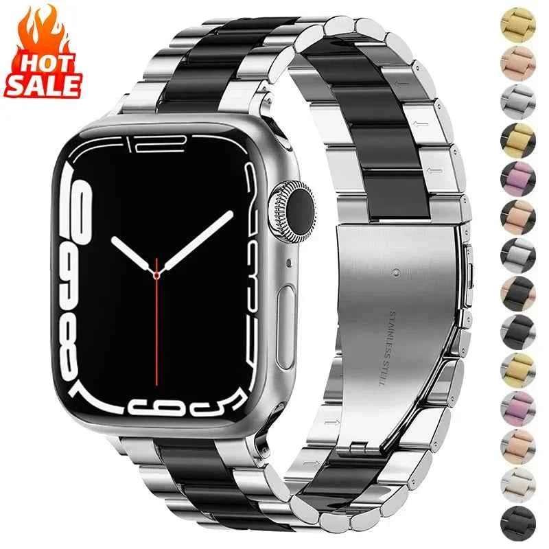 Stainless Steel Link Bracelet Band for Apple Watch Series 1-12, SE, Ultra 1/2/3/4