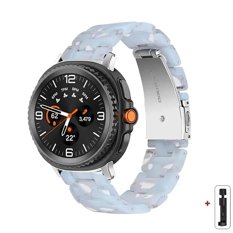 Samsung Galaxy Resin Link Watch Band - Tortoise Women Watch8/Watch8 Classic/Watch9 Ultra/Ultra2
