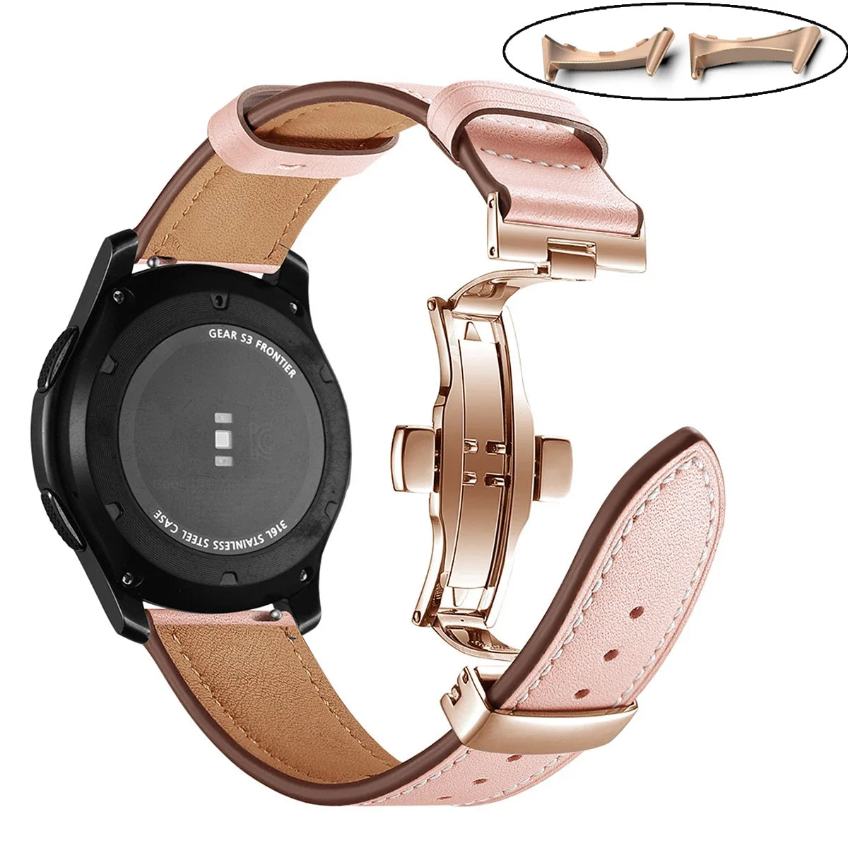 Google Pixel Watch 5, 4 & 3 45mm Leather Band, Butterfly Clasp