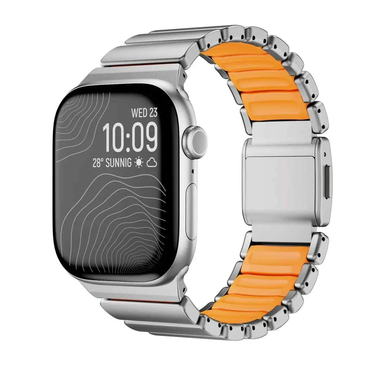 Stainless Steel + Silicone Magnetic Apple Watch Band – Series 11/10/9/8/7/6/SE & Ultra 1/2/3 | 44–49mm
