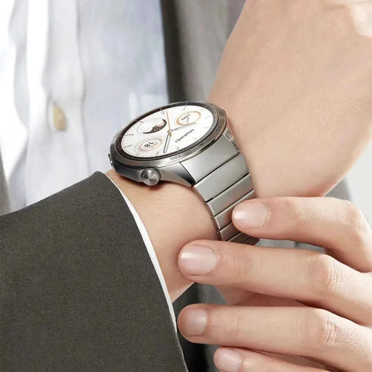 No-Gap Stainless Steel Watch Band for Huawei Watch GT5 46mm – Quick Release