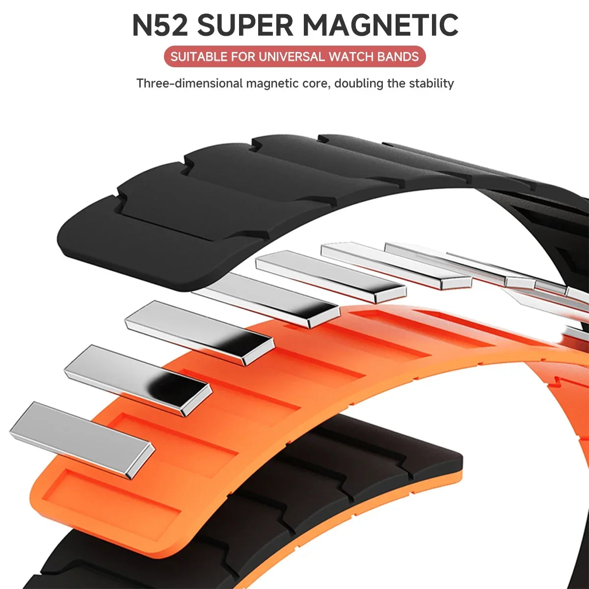 20MM / 22MM Magnetic Silicone Sport Band – Samsung Galaxy Watch 7/6/5/4 & Huawei Watch GT5/GT4/GT3