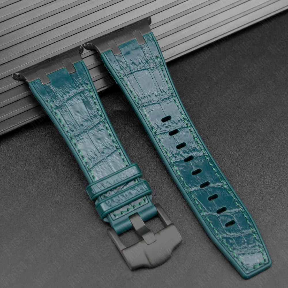 Leather Silicone Sport Band for Apple Watch Ultra 3/2/1 49mm – Series 11/10/9/8/7/6/SE/5/4/3 45/44/42/41/40/38mm