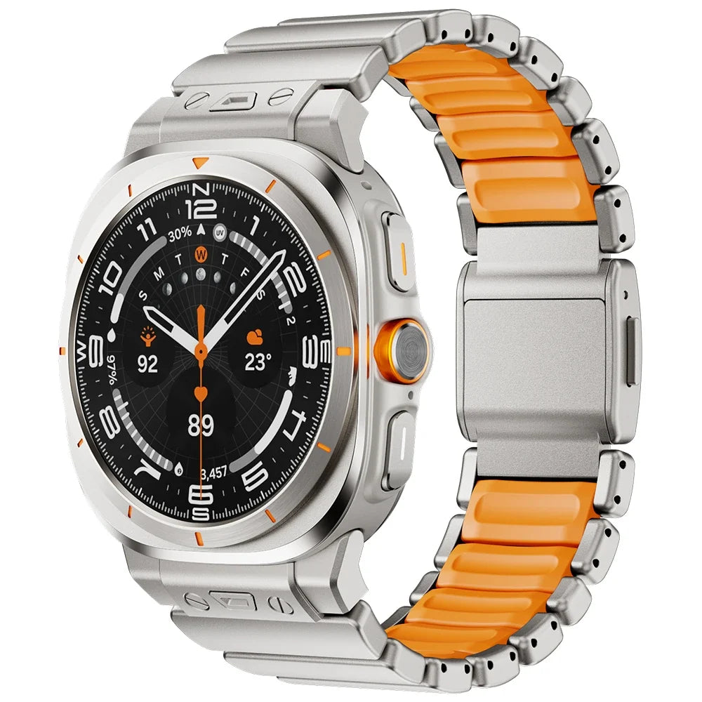 Samsung Galaxy Watch Ultra/Ultra2 Stainless Steel & Silicone Magnetic Band