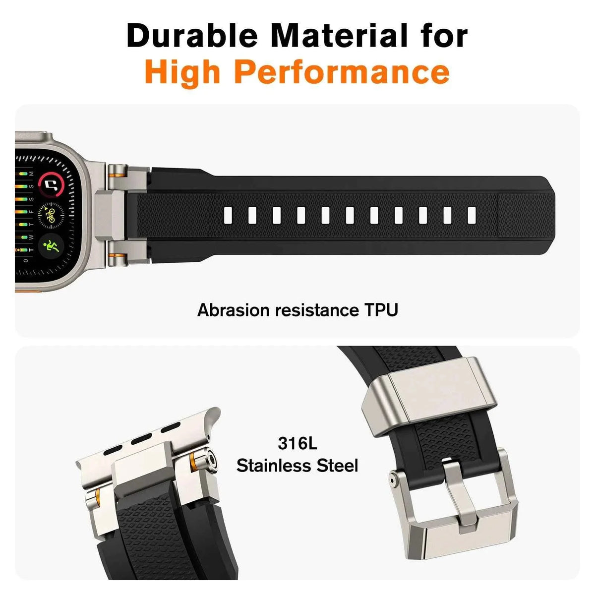 Men's Sport Silicone Strap for Apple Watch Ultra 3/2 49mm – Series 11/10/9/8/7/6 46/45/44/42mm