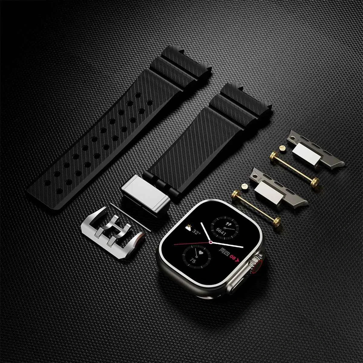 Silicone Apple Watch Sport Band for Series 1-12, SE & Ultra