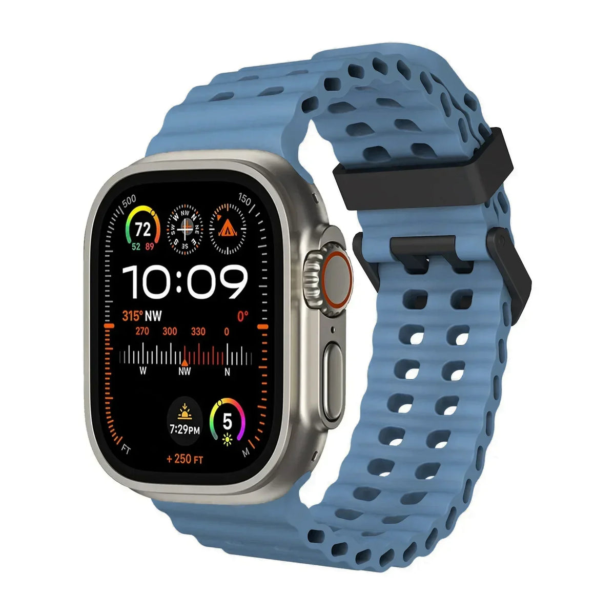 Ocean Silicone Apple Watch Band – Sport Strap | Series 11/10/9/8/7/6/SE & Ultra 1/2/3 | 42–49mm
