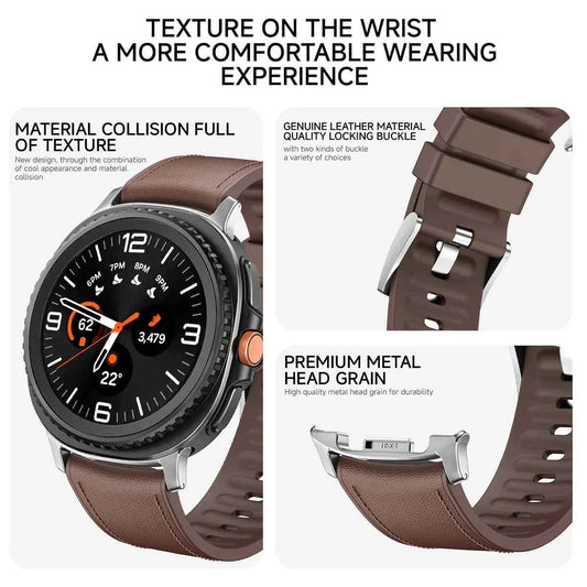 Samsung Galaxy Watch Leather Silicone Band | Watch 9 & 8 40mm 44mm / Watch 8 Classic 46mm Connector Strap