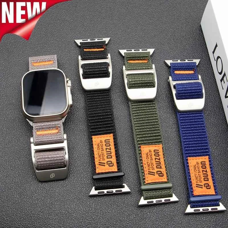 Nylon Sport Watch Band for Apple Watch Ultra 1/2/3 49mm / Series 11 10 9 8 7 6 SE 5 4 – 42/44/45mm