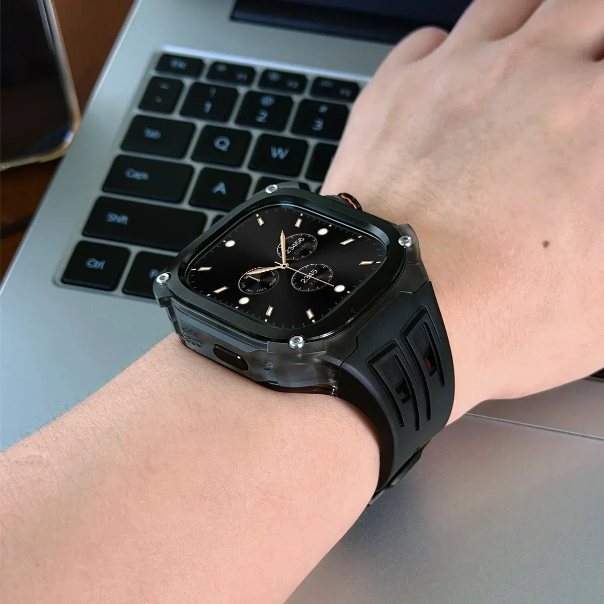 Silicone Strap & Zinc Alloy Bezel Kit for Apple Watch Ultra 1/2/3 49mm