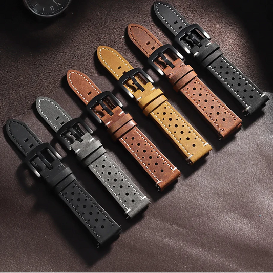 Motorola Moto Quick Release Leather Watch Band Breathable Vintage Strap