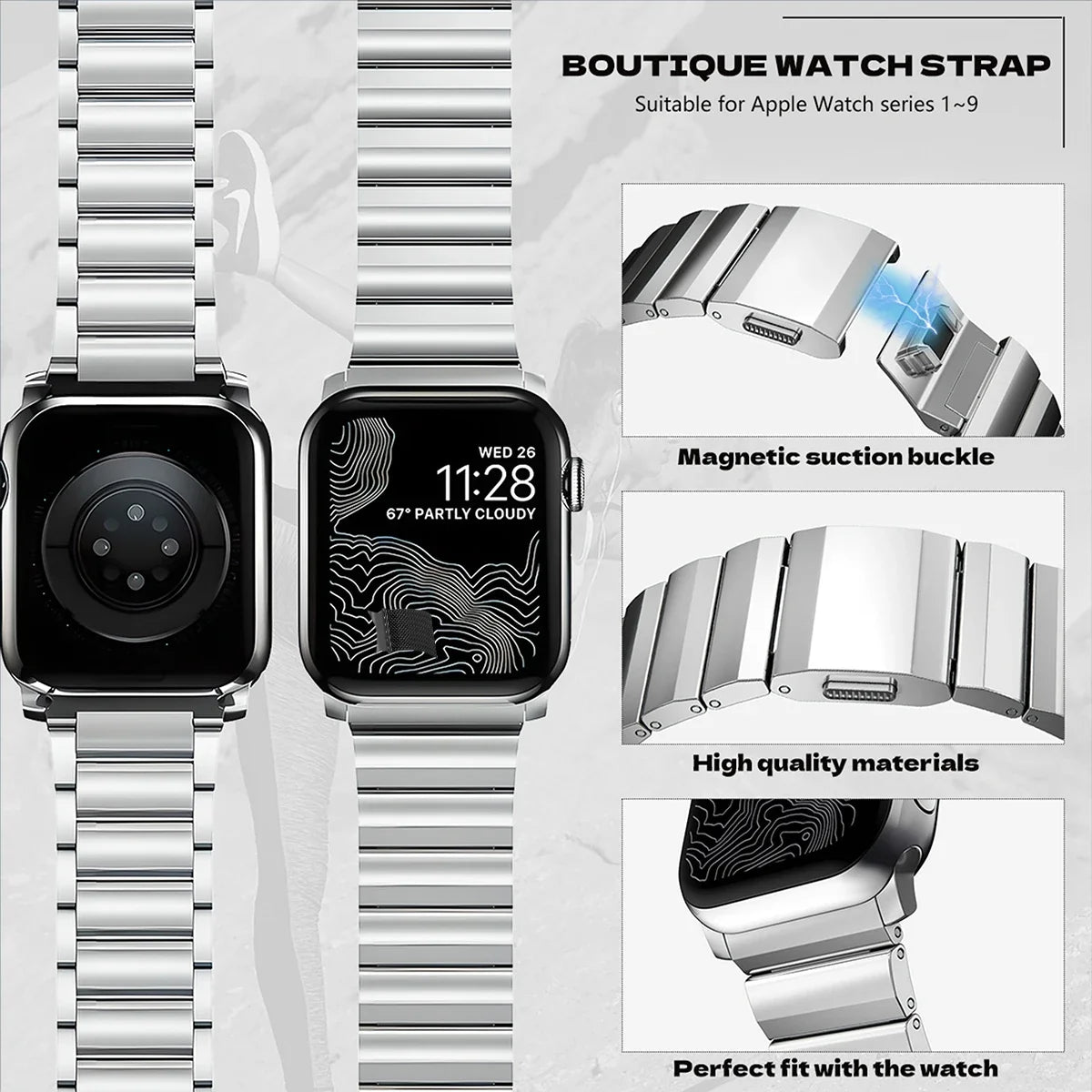 Titanium Magnetic Band for Apple Watch Ultra 1/2/3/4 49mm | Series 10/11/12 42/44/45/46mm