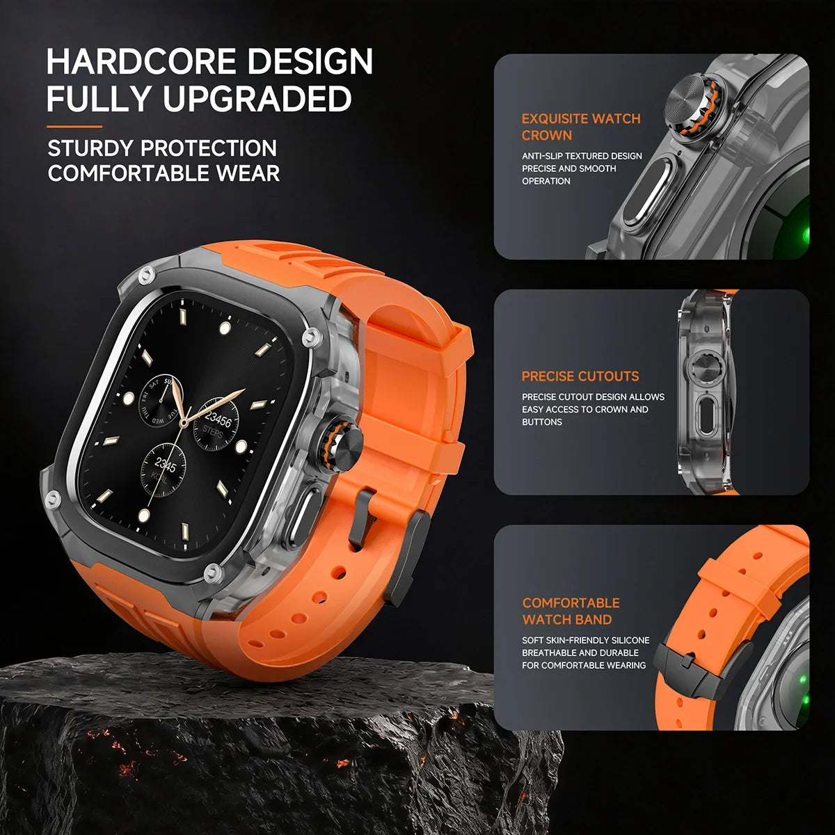 Silicone Strap & Zinc Alloy Bezel Kit for Apple Watch Ultra 1/2/3 49mm