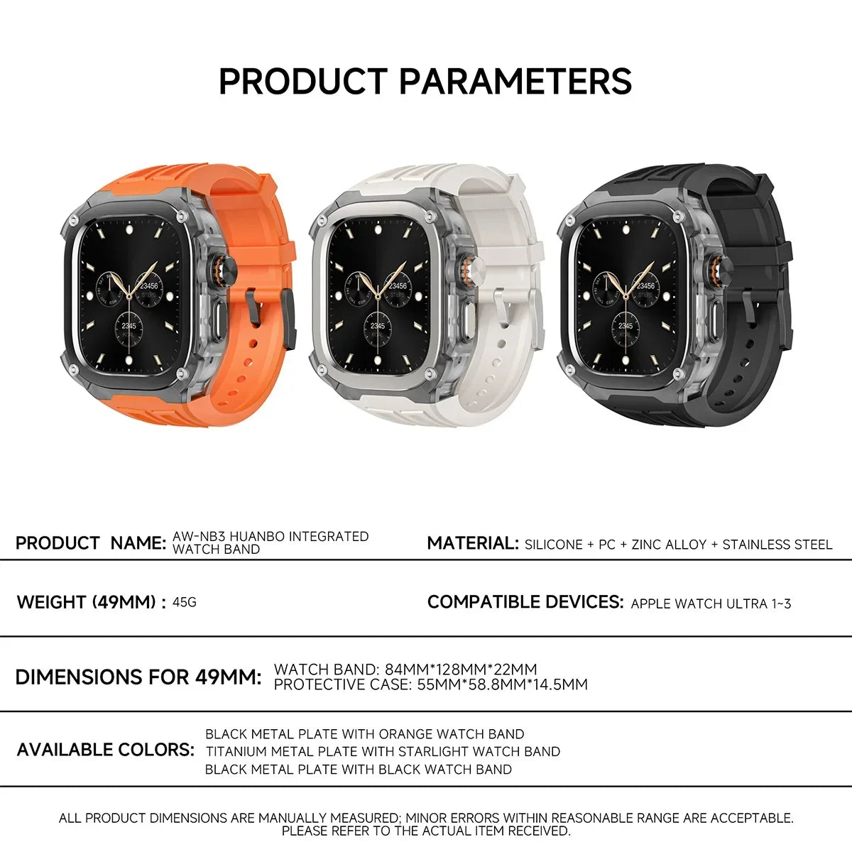 Silicone Strap & Zinc Alloy Bezel Kit for Apple Watch Ultra 1/2/3 49mm
