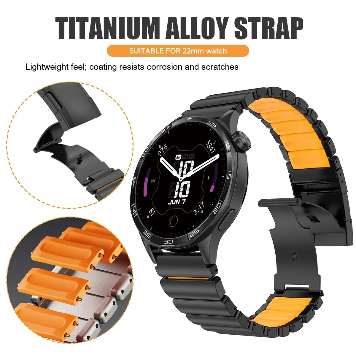 Google Pixel Watch 5, 4 & 3 45mm Titanium & Silicone Link Band