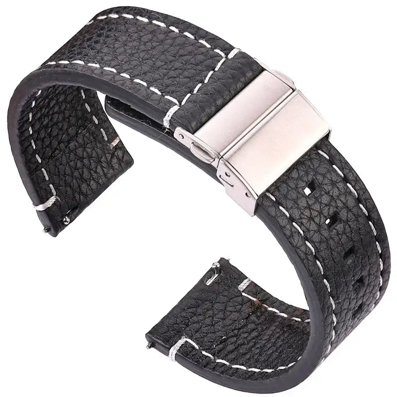 Amazfit Balance, GTR, GTS & Bip Pebbled Leather Band, Folding Clasp