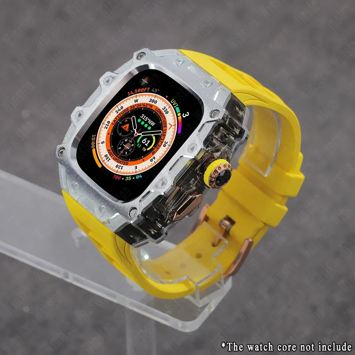 Luxury Modification Kit for Apple Watch Ultra 2/1 49MM – Stainless Steel Case & Rubber Strap