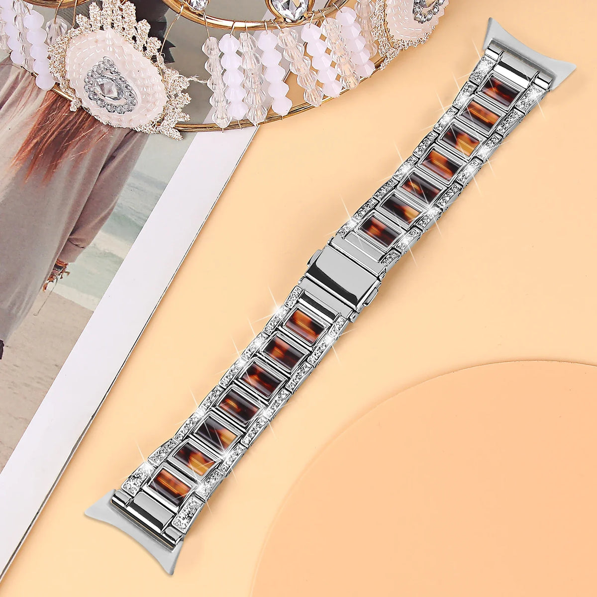 Google Pixel Watch 5, 4 & 3 41mm Resin Inlay Link Bracelet Band