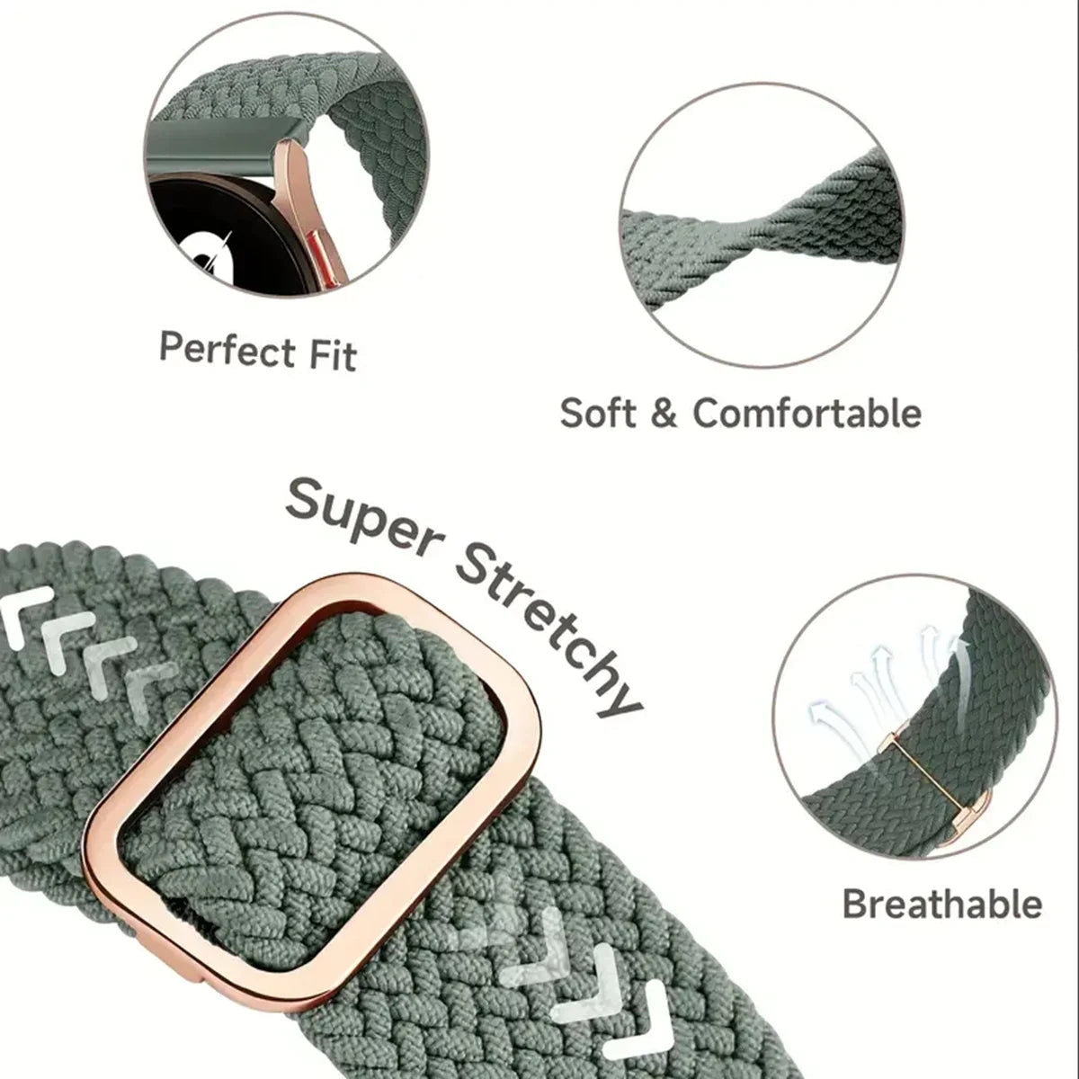 TicWatch Pro 3, E3 & GTH Braided Stretch Loop Band 3-Pack
