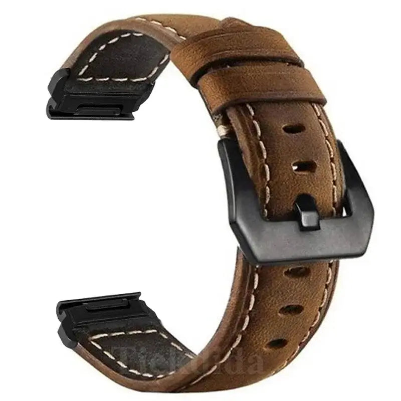 Garmin QuickFit 22/26mm Leather Band with Contrast Stitching