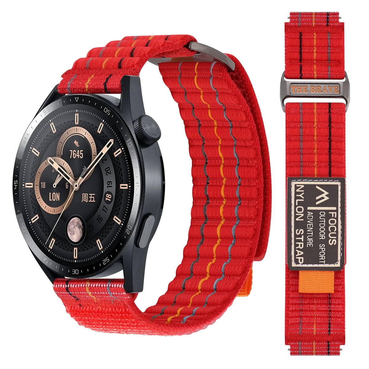 OnePlus Watch Striped Nylon Sport Loop Band, Hook-and-Loop