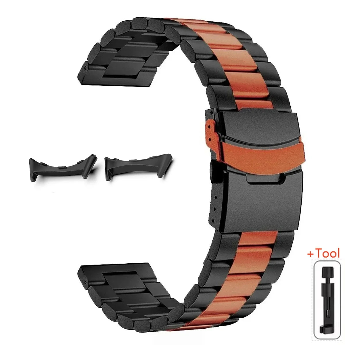 Google Pixel Watch 5, 4 & 3 45mm Titanium Link Band, Safety Clasp