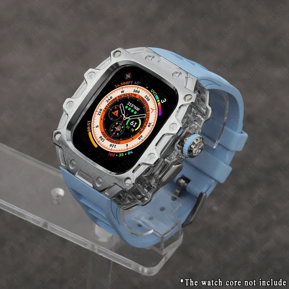 Luxury Modification Kit for Apple Watch Ultra 2/1 49MM – Stainless Steel Case & Rubber Strap