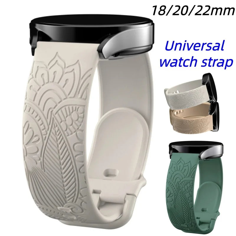 TicWatch Pro 3, E3 & GTH Engraved Mandala Silicone Band