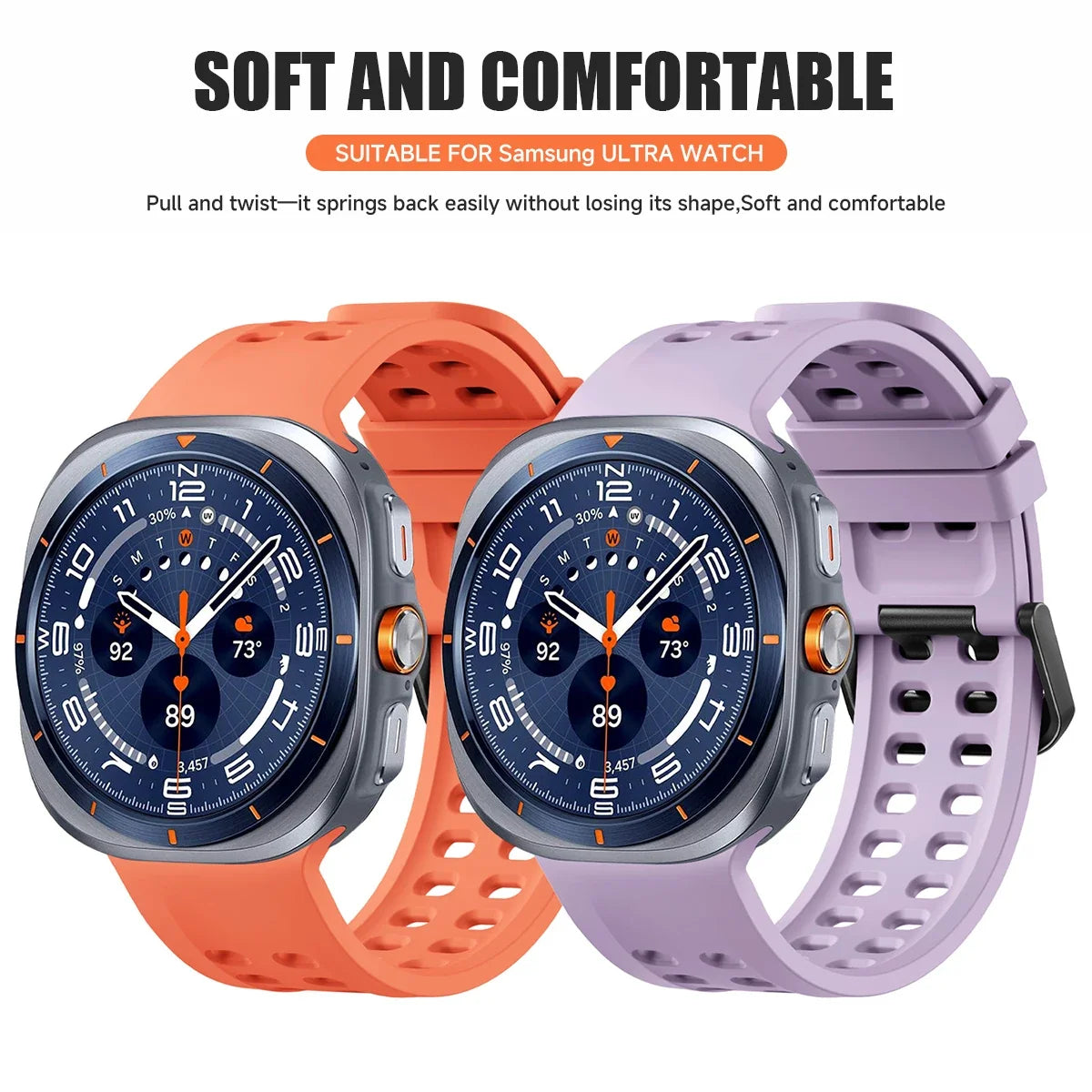 Silicone Sport Band for Samsung Galaxy Watch Ultra 2 & Ultra 2025 47mm | Replacement Strap