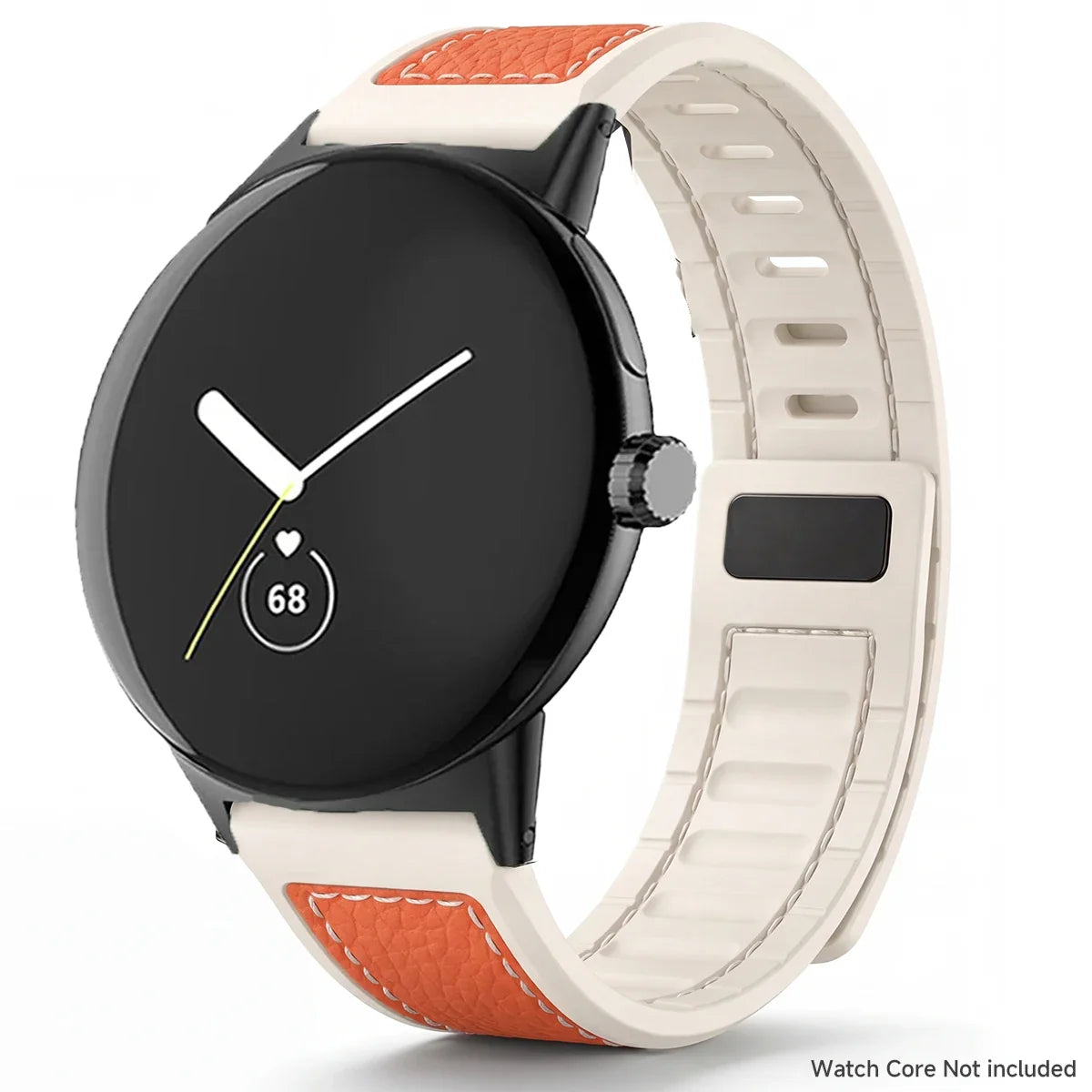 Google Pixel Watch 5, 4 & 3 45mm Litchi Leather Magnetic Band