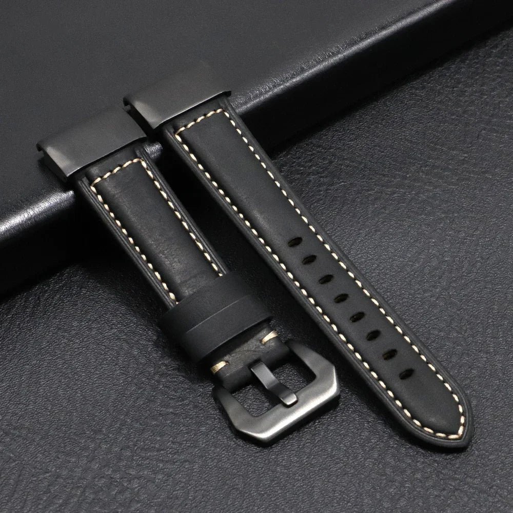 Garmin QuickFit 22/26mm Stitched Leather Buckle Band